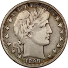 1898 Barber Half Dollar 50C, Very Fine VF+