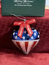 Waterford 2003 Holiday Heirlooms Stars and Stripes Heart Ornament with Box