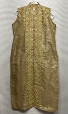 NWOT Bollywood Gold Embroidered PartyWear Kurta/kurti Tunic Dress Women Large