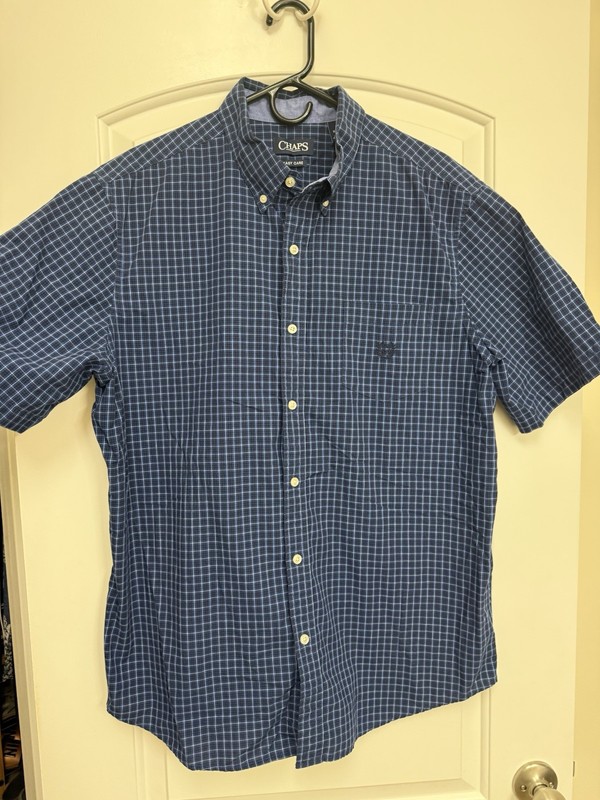 Chaps Shirt Mens XL Blue ButtonUp Pocket Casual Short Sleeve Logo