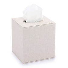 Square Linen Tissue Box Cover - Stylish Cube Tissue Box Holder with Magnetic ...