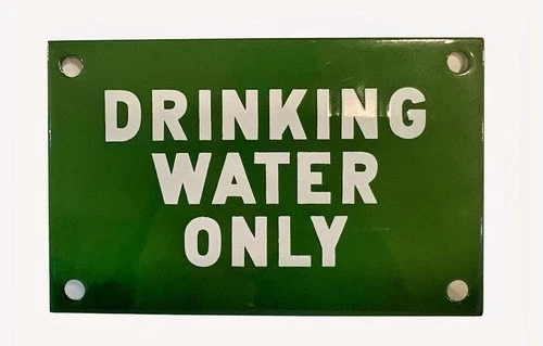 Original 1930's Vintage "Drinking Water Only" Porcelain Industrial Safety Sign