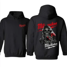 Milwaukee Grim Reaper Tools Skull Hoodie, Heavyweight Garage Apparel