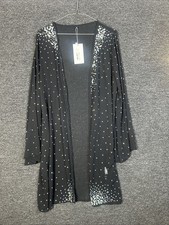 Flamingo Boutique Crystal Long Sleeve Black Mech Cover Up Brand New