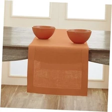  Linen Table Runner 90 Inches Long - 100% Pure Linen 14 x 90 Inch Pumpkin