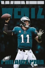 Carson Wentz Philadelphia Eagles Poster NFL Quarterback #11 12x8in Metal Sign