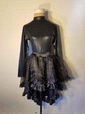 Leg Avenue Black Long Sleeve Bodysuit With High/low Ruffle Skirt Size Small