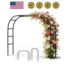 Metal Garden Arch Assembly 2 Sizes for Climbing Roses  Vines  7.6 ft H x 4....