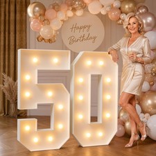 4FT Marquee Numbers 50,DIY Light Up Numbers for 50th Birthday Decorations, Pa...