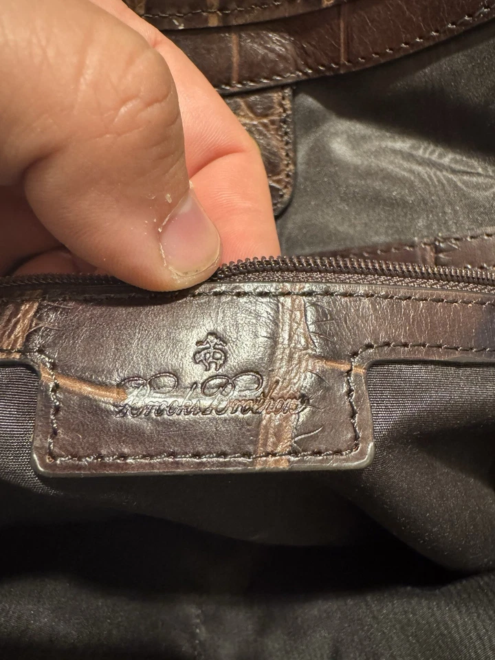 Brooks Brothers 真皮钱包棕色鳄鱼皮单肩包复古 — 第 4/4 张图片