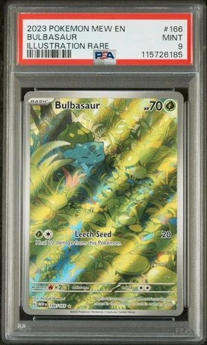 2023 POKEMON MEW EN-151 ILLUSTRATION RARE #166 BULBASAUR PSA 9