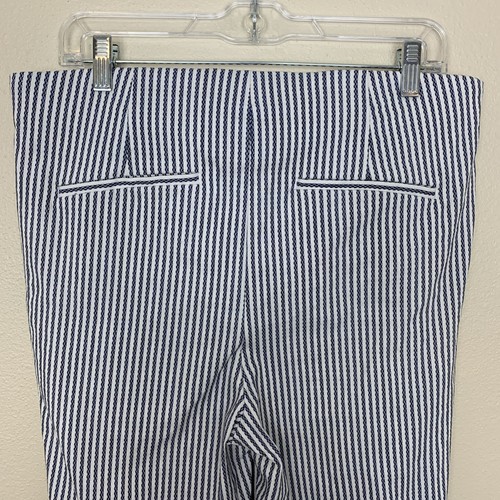 Chicos Womens 12 Pants Sail Stripe Straight Crop 2 Stretch Summer Blue White - Picture 6 of 15
