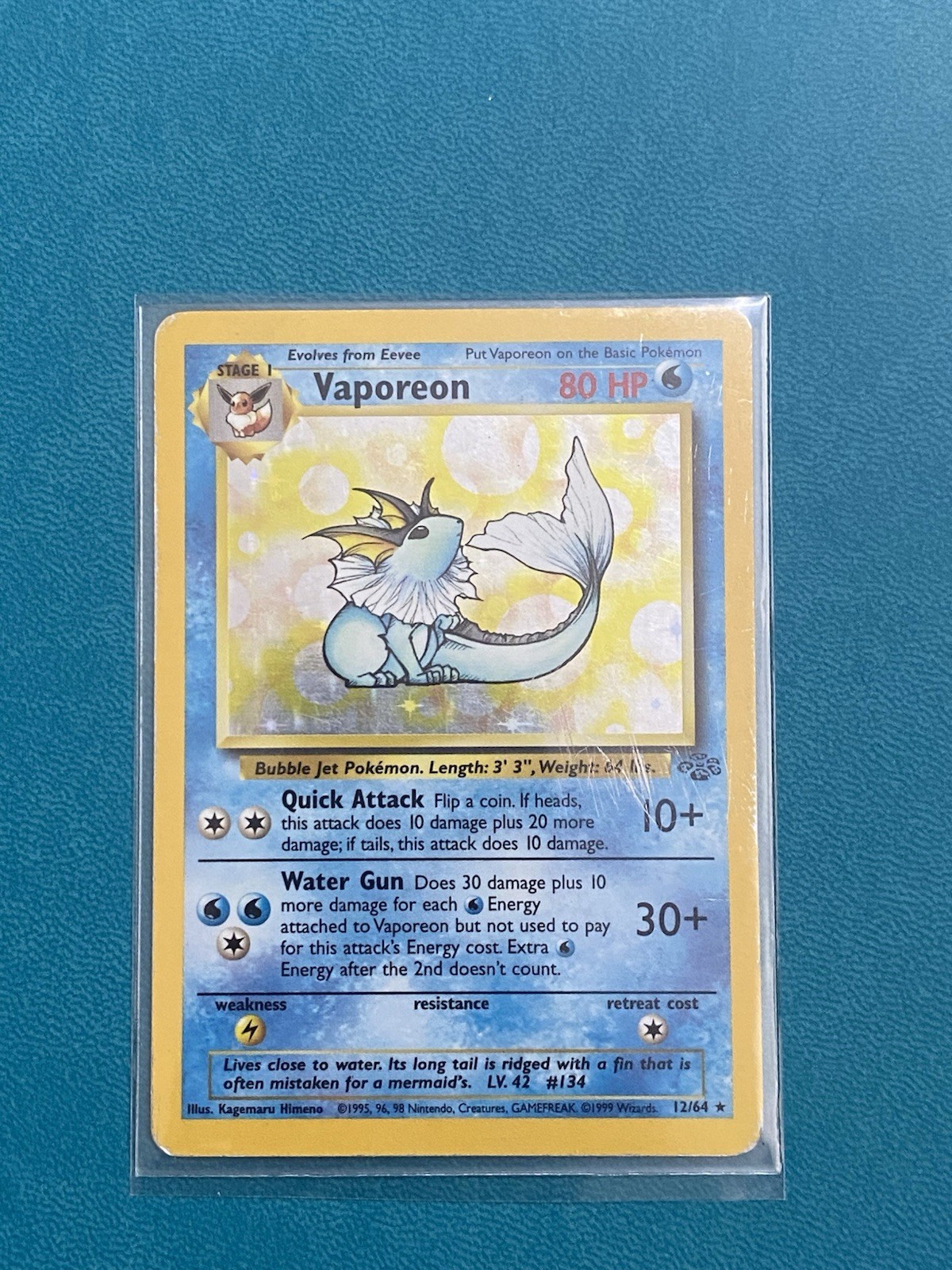 Vaporeon 12/64 Holo Jungle Set Holographic Rare Pokemon Card HP