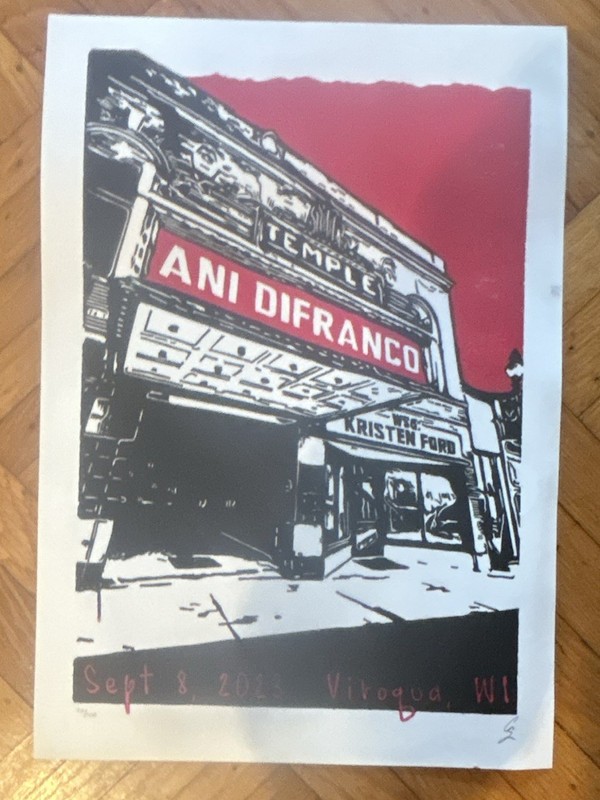 Ani Difranco Poster 9/8/23 Viroqua WI Concert Poster
