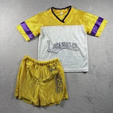 Vintage Lakers Kobe Bryant Set Kids Large Yellow Shorts And Jersey Made USA#2723