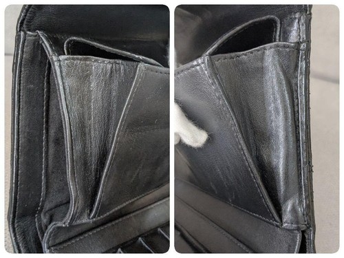 CHANEL V Stitch Tri Fold Long Wallet Chain Shoulder Bag Black Leather Used Japan - Picture 20 of 20