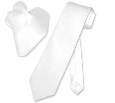 Men's Solid White Color Necktie and Handkerchief Set Classic Formal Neck Tie