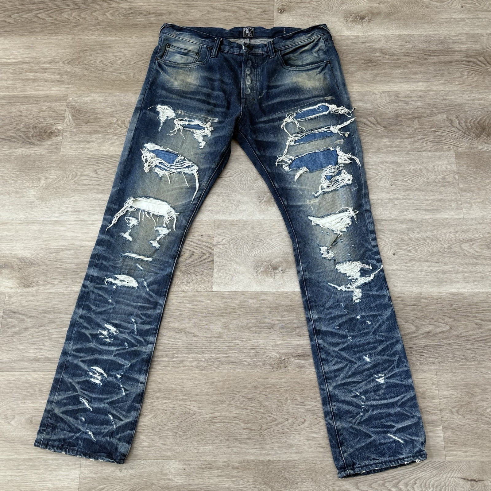 PRPS Distressed Boro Sashiko Patchwork Faded Deni… - image 1