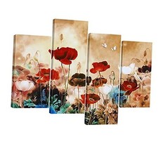 Blooming Poppies Large Colorful Flowers Canvas Prints Wall Art Floral Giclee