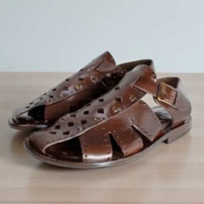 Leather Italian Sandals Mens Brown Genuine Leather Strappy Shoes