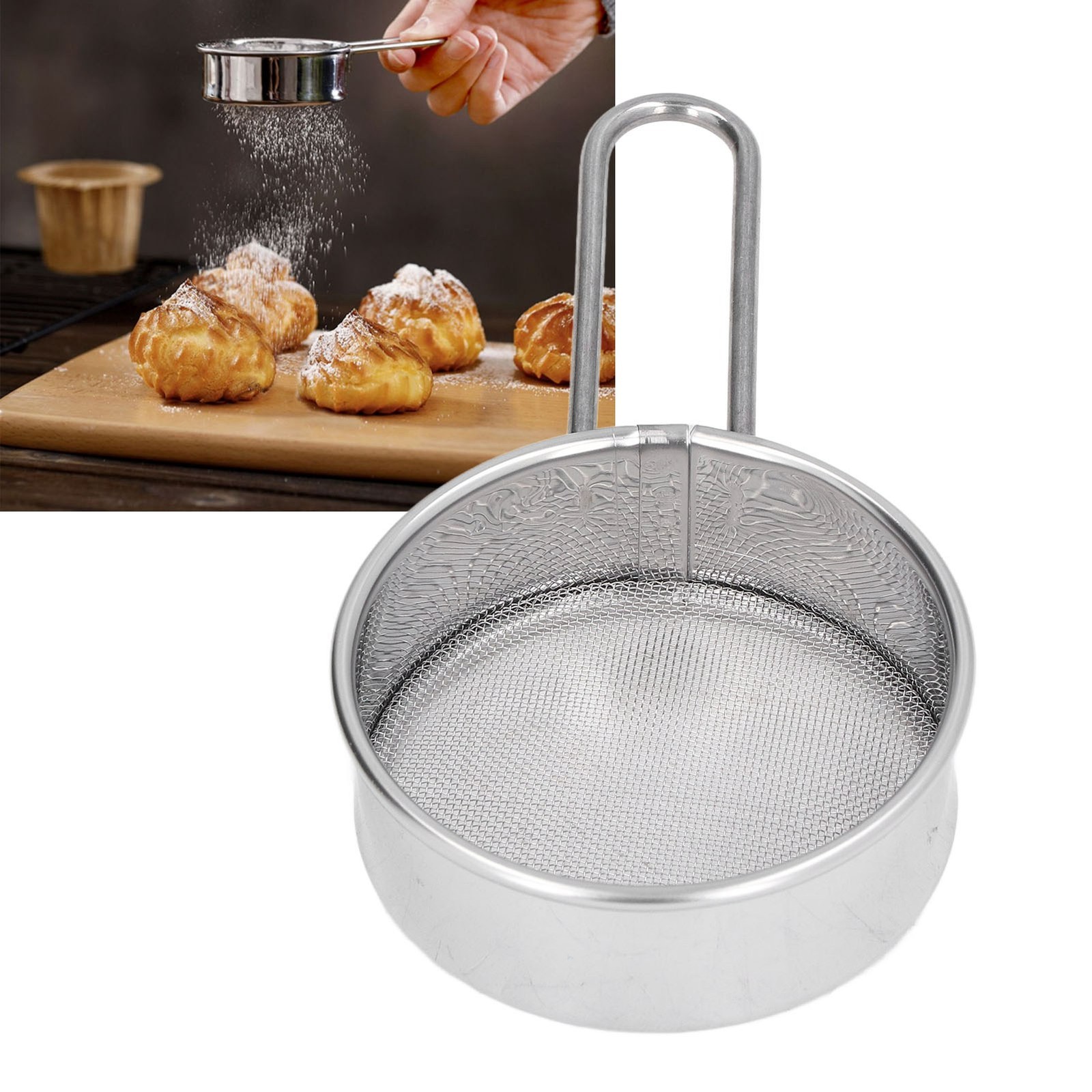 Mini Round Flour Sieve 304 Stainless Steel Fine 40 Mesh Small Professional Flour