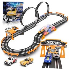 Slot Car Race Track Sets for Boys,Race Car Track with 4 High-Speed Slot 18FT