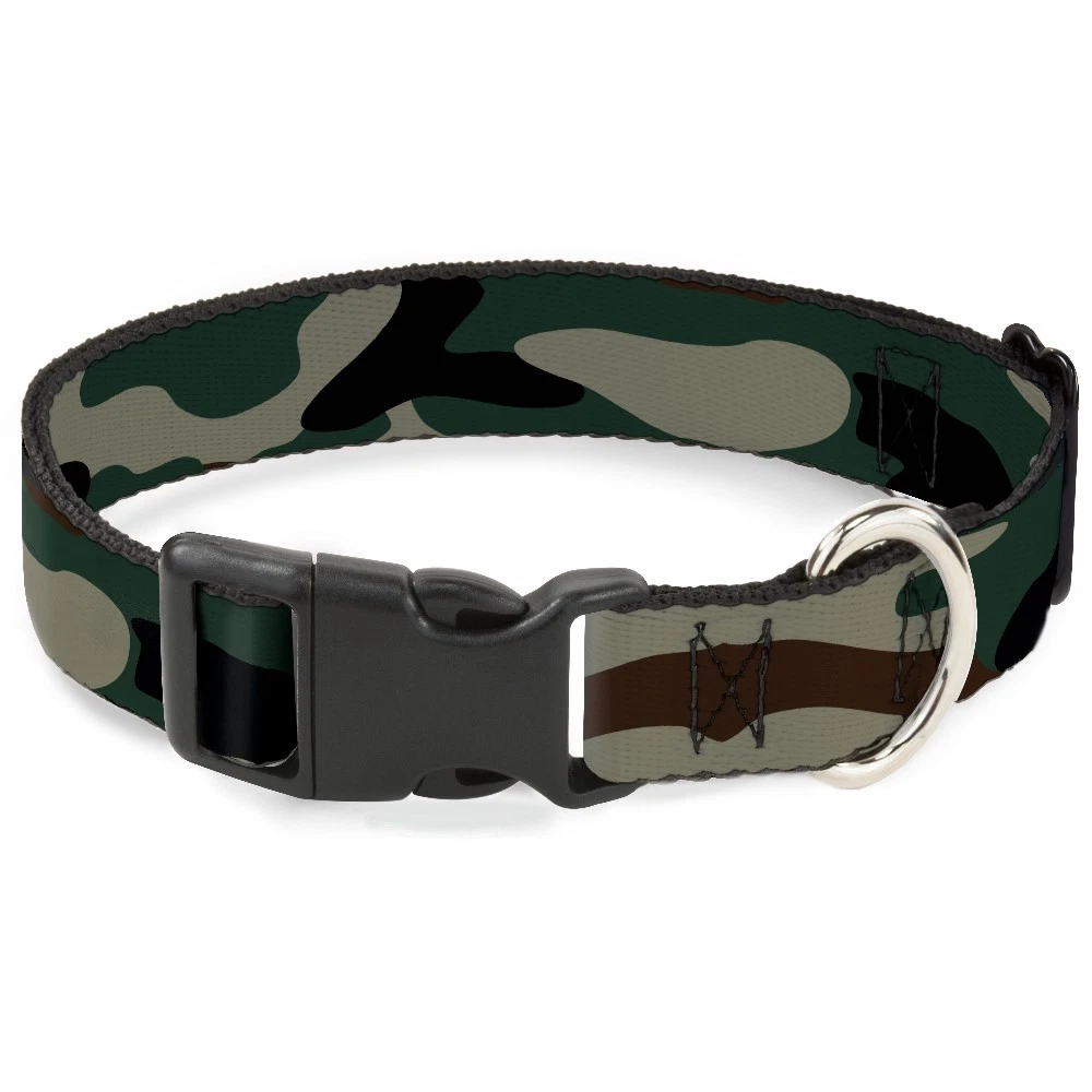 Plastic Clip Collar Camo Olive3 Small 9.5-13"