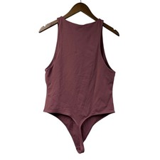 Babaton Hi Neck Sleeveless Bodysuit Dusty Rose XL Stretchy