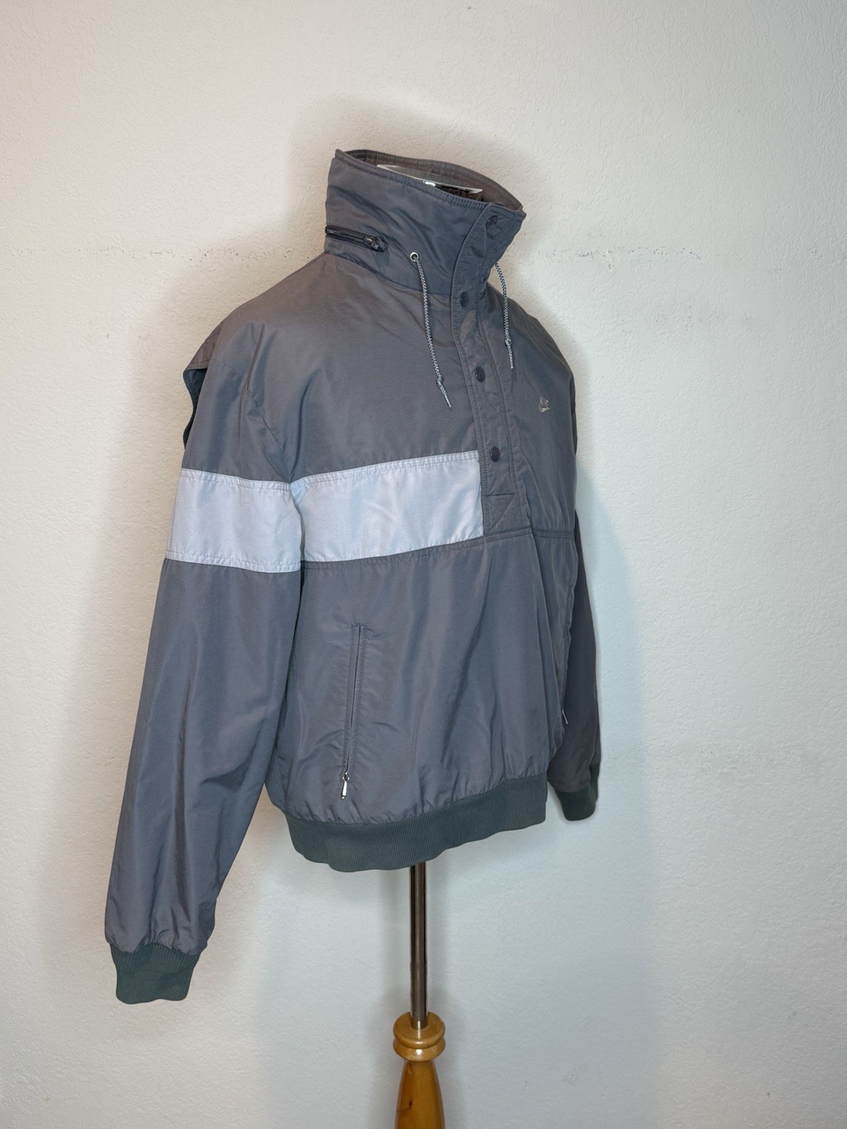 SACAI X NIKE Nike Uomo Vintage Giacca Pullover Pile Snap Grigio Tg XL