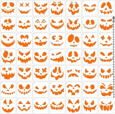 50 Pcs Halloween Pumpkins Carving Stencils Reusable Drawing... 