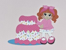 Birthday Cake Girl Red Hair. Scrapbook, Card Making Paper Piecing