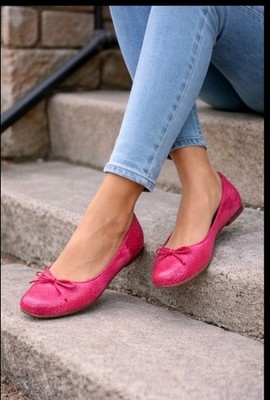 Tommy Hilfiger Women's Pink Leather Snakeskin Pattern Ballet Flats Sz 6