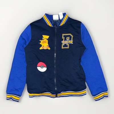 Pokemon Varsity Jacket Kids 10/12 Pikachu Pokeball Blue Zip Up 2024 