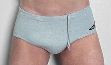 RARE Vintage 1950  s Jantzen  Men  s Sz 32 Grey ribbed competition racer swimsuit