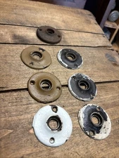 Lot Of 7 Antique Cast Iron Rosette Escutcheon Vintage Door Knob Trim