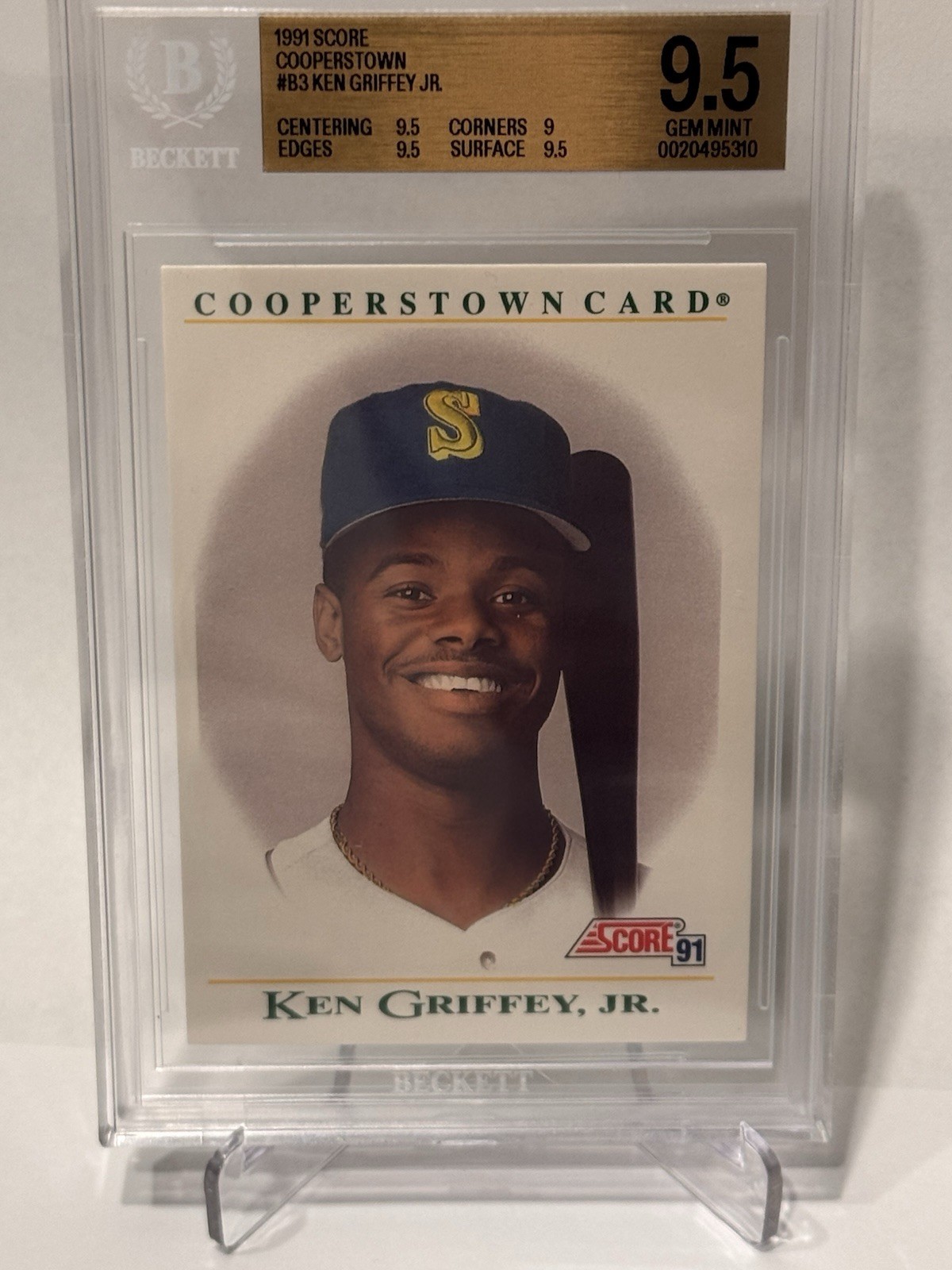 Score 1991 Score Ken Griffey Jr Cooperstown Card #B3 Mariners BGS 9.5