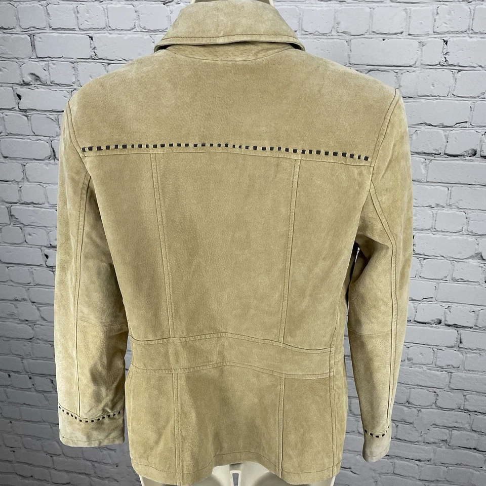 Chaqueta Colebrook Tostada Gamuza Genuina Doble Pecho Forrada Cuello Talla Pequeña S Foto 2 de 4