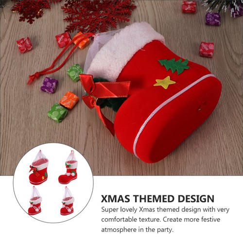 4Pcs Christmas Boots Candy Bag Lovely Candy Storage Bag Home Hanging Pendant - Picture 7 of 12