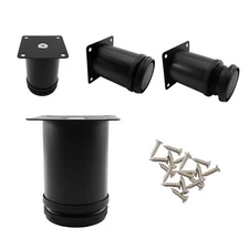Stainless Steel Furniture Legs 3 Inch Adjustable Black Metal Round 4 Set