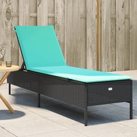 Sonnenliege Polyrattan Schwarz Mit Kissen Outdoor GartenmöBel