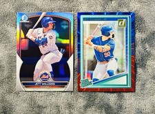 Jett Williams 2024 Donruss Rated Prospects Red Blue Lazer 2023 Bowman Refractor