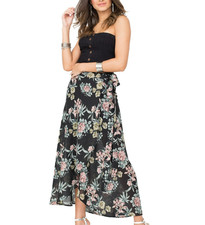 Maxi Wrap Skirt - Floral Long Skirt for Summer - Size L UK 14