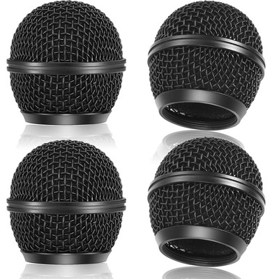 4PCS Black Microphone Ball Head Mesh Grill SM58 Brushed Nickel Replacement Mi