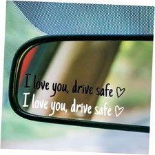 4Pcs I Love You Drive Safe Mirror Stickers, Cute Car Stickers Blackwhite-4pcs