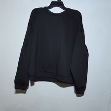 Black Crew Neck Long Sleeve Pullover Sweatshirt for Women