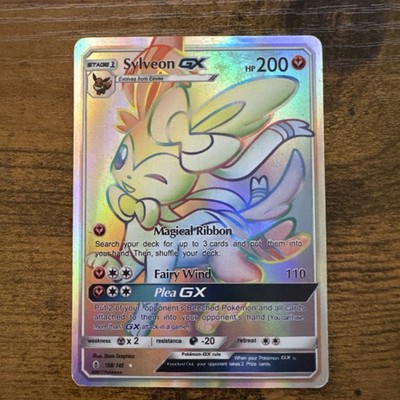 Sylveon GX Secret Rare Full Art 158/145 SM Guardians Rising Holo Pokemon TCG