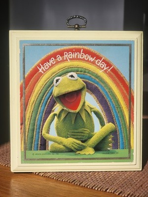 VTG 1980 HAVE A RAINBOW DAY Kermit the Frog MUPPETS HALLMARK Wall Art Plaque