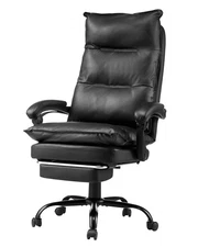 Uimoso Executive Office Chair High Back Chair with Footrest Lumbar Pillow Black