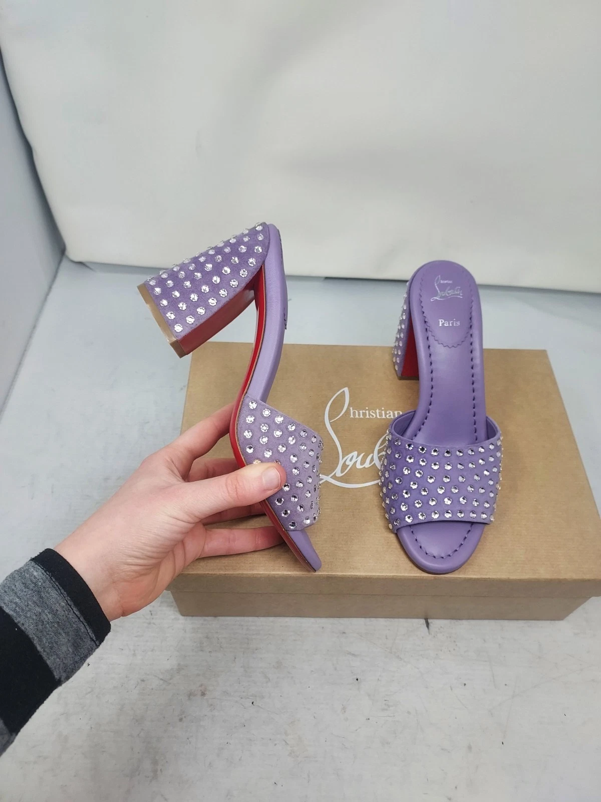 Christian Louboutin — Christian Louboutin EU 37.5 US 7.5 WOMENS NEW Purple Jane Strass Crystal Sandal