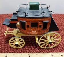 Vintage Wells Fargo & Co. Overland Stagecoach U.S. Mail Wooden Model Carriage